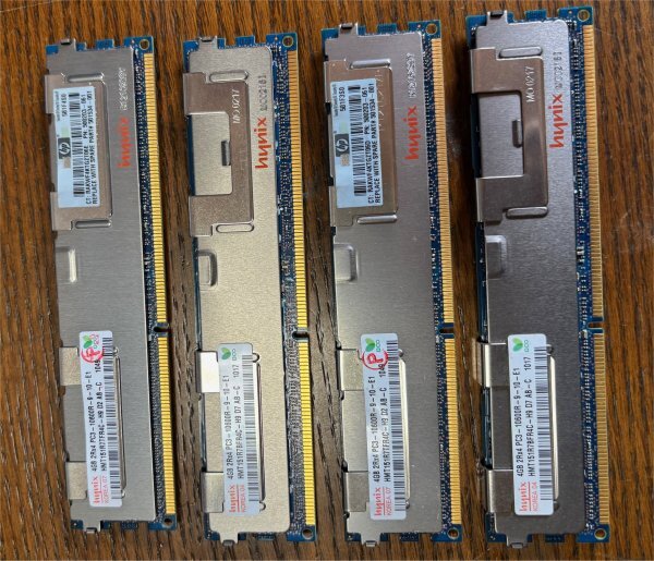 hynix HP 2Rx4 DDR3 PC3-10600R -9-10-E1 4GBx4枚セット計16GB拍卖