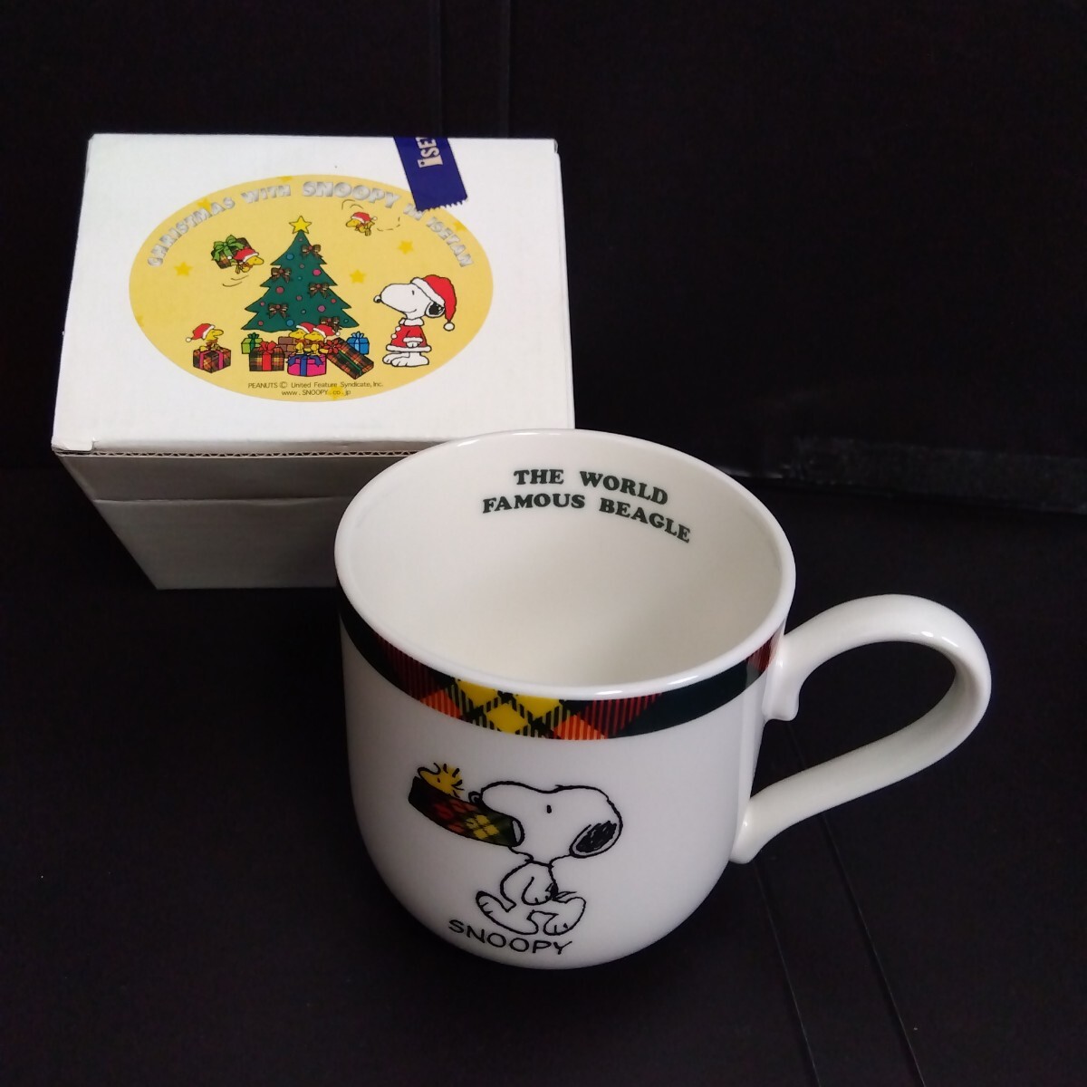 ☆★希少 ISETAN 伊勢丹 コラボ スヌーピー マグカップ チェック柄 クリスマス 陶磁器 箱付き 未使用品☆★希少 即決拍卖