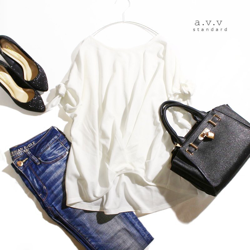 美品 アーヴェヴェスタンダード a.v.v standard イトキン(株) 夏 ジャージ― ゆったり ドルマンスリーブ カットソー S ホワイト 裾タック拍卖