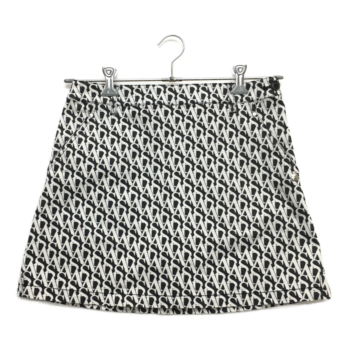 coco 中古【値下げ】 セントアンドリュース StANDREWS レディース スカート M 黒×白 ロゴ総柄 レターパックプラス発送可 96061拍卖