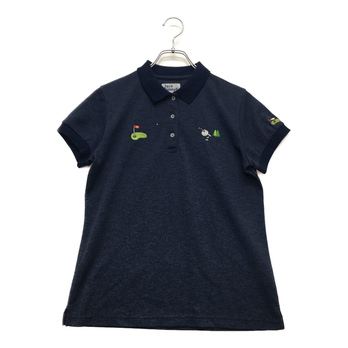 coco 中古【値下げ】 ジャックバニー Jack Bunny!! レディース 半袖ポロシャツ 2(L) 紺 ネイビー ドラえもん ネコパケ発送可 95944拍卖