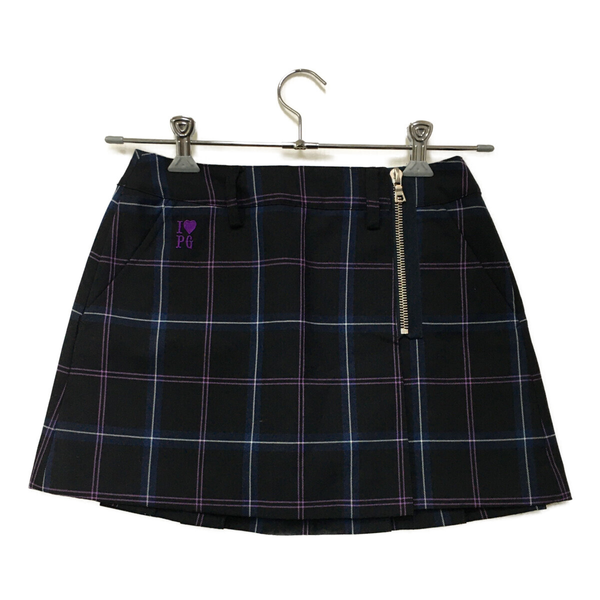 coco 中古【値下げ】 パーリーゲイツ PEARLY GATES レディース スカート 0(S) 黒系 プリーツ チェック レターパックプラス発送可 87317拍卖