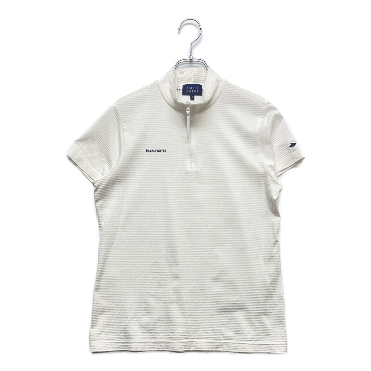 coco 中古【SALE】パーリーゲイツ PEARLY GATES レディース 半袖シャツ 2(L) 白 ホワイト ハーフジップ ネコパケ発送可 93224拍卖