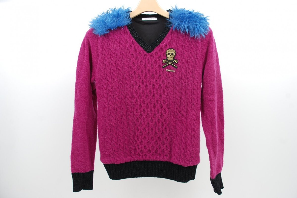 coco 中古【SALE】マークアンドロナ MARK&LONA レディース セーター 36(S) 紫系 長袖 2WAY 肩ファー レターパックプラス発送可 59173拍卖