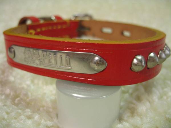 ★同梱お得★♯18-№63・本皮平首輪・ペティオ・赤♪拍卖