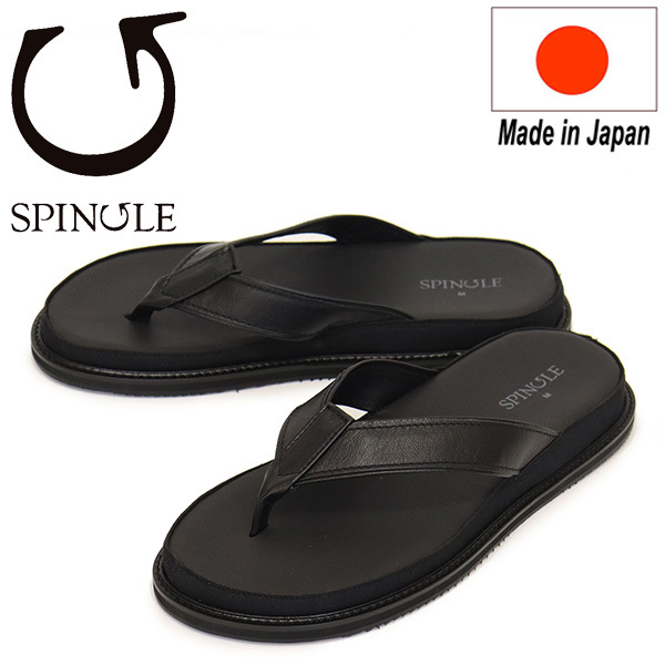 SPINGLE (スピングル) SP-1717 カンガルーレザートングサンダル 日本製 05 Black SP038M-25.5cm拍卖