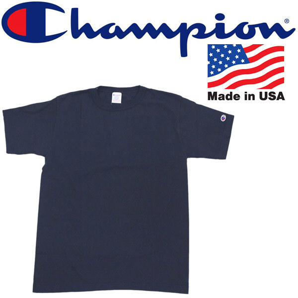 Champion (チャンピオン) C5-P301 T-1011 US T-SHIRT (丸首 Tシャツ) アメリカ製 370-ネイビー-XL-全5色 CN007拍卖