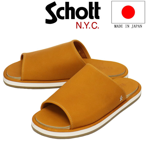 Schott (ショット) S25315 Wrangler Slide ラングラー スライド レザーサンダル シューズ 日本製 280CAMEL M-26.0cm-27.0cm拍卖