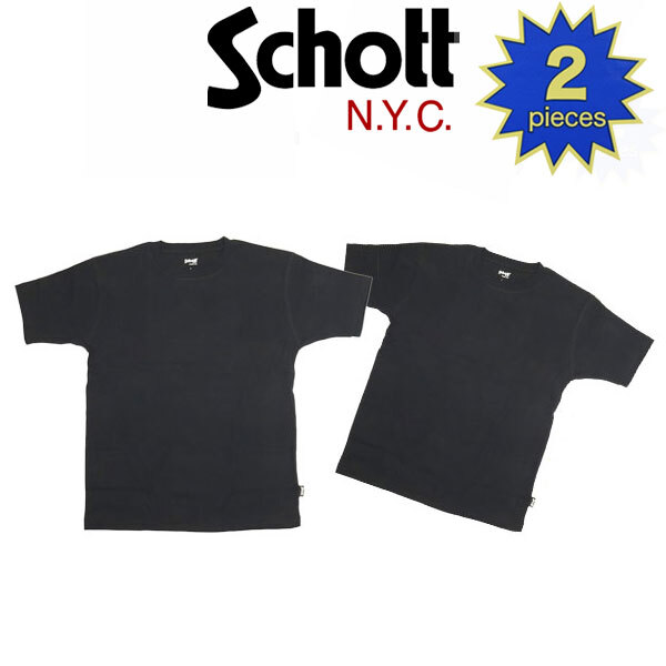 Schott (ショット) 4934001 2PACK T-SHIRT 2パックティーシャツ 010BLACK L拍卖