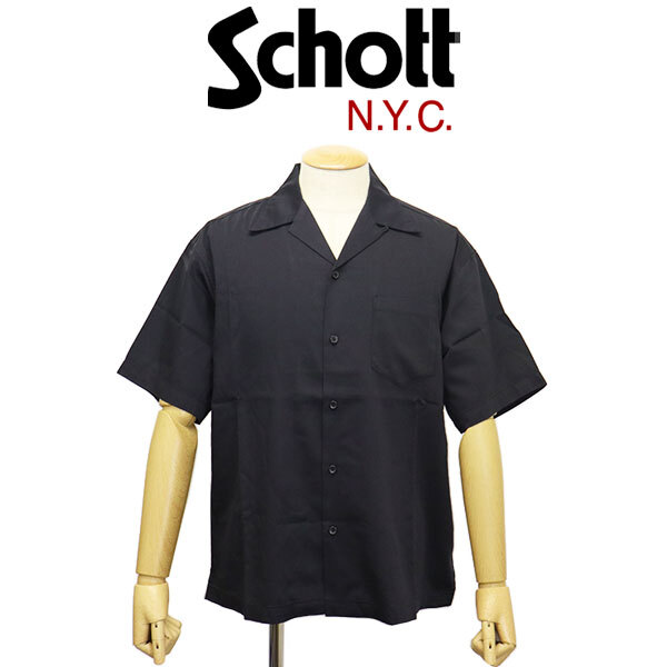Schott (ショット) 5123007 CR PLAIN SHIRT コットン レーヨン プレーンシャツ 010BLACK M拍卖