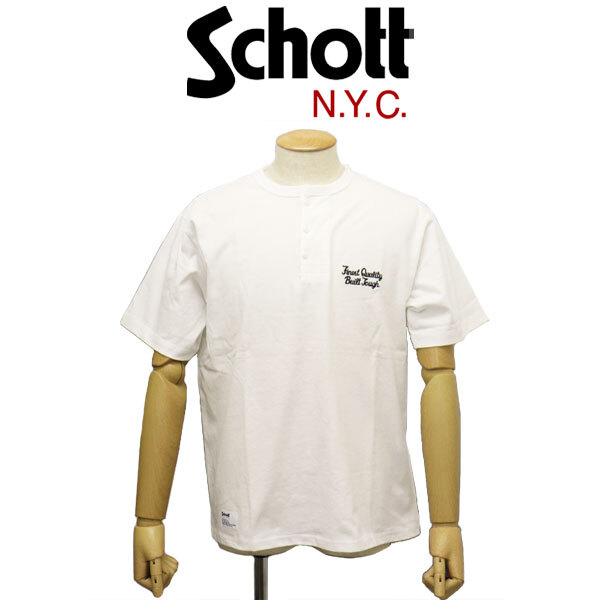 Schott (ショット) 5134016 HENLEY T-SHIRT FINEST QUALITYBUILTTOUG ヘンリーネック Tシャツ ファイネスト クオリティ ビルドタフ 030WHIT拍卖