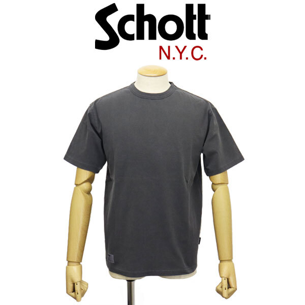 Schott (ショット) 5934007 ピグメント加工 オーバーダイ クルーネック 半袖Tシャツ 010BLACK XXL拍卖