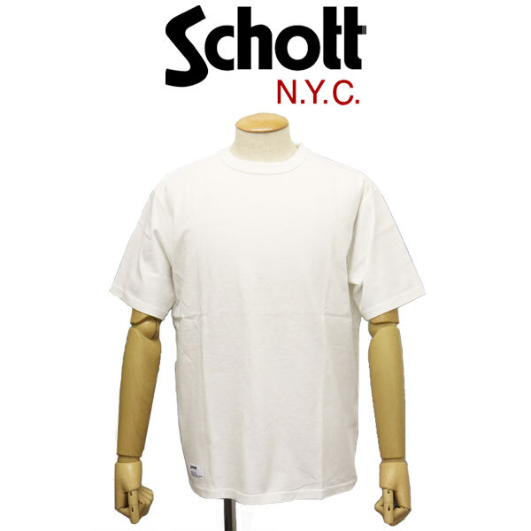 Schott (ショット) 5934007 ピグメント加工 オーバーダイ クルーネック 半袖Tシャツ 033OFFWHITE XL拍卖