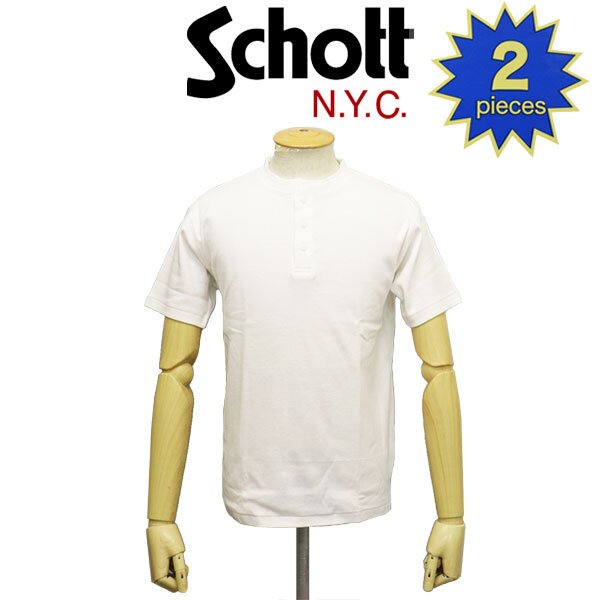 Schott (ショット) 5934010 2PACK HENLEY NECK T-SHIRT 2パック ヘンリーネック Tシャツ 033OFFWHITE XXL拍卖