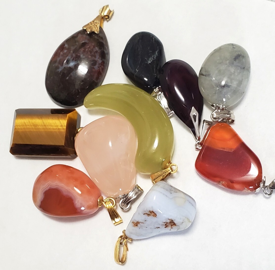 天然石 ペンダントトップ カラーストーン 10個 まとめて レディース パワーストーン アクセサリー 50,7g 美品拍卖