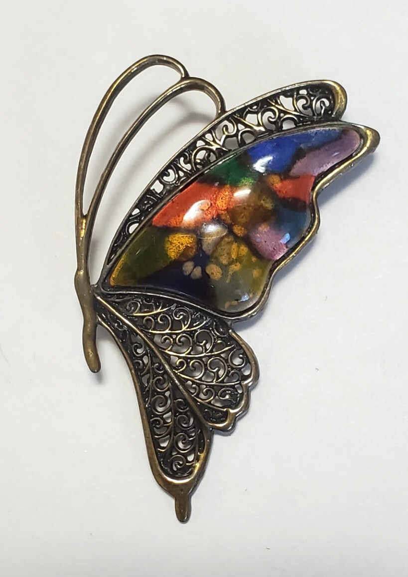 七宝焼き ブローチ ゴールドカラー レディース 15,8g きれいめ拍卖