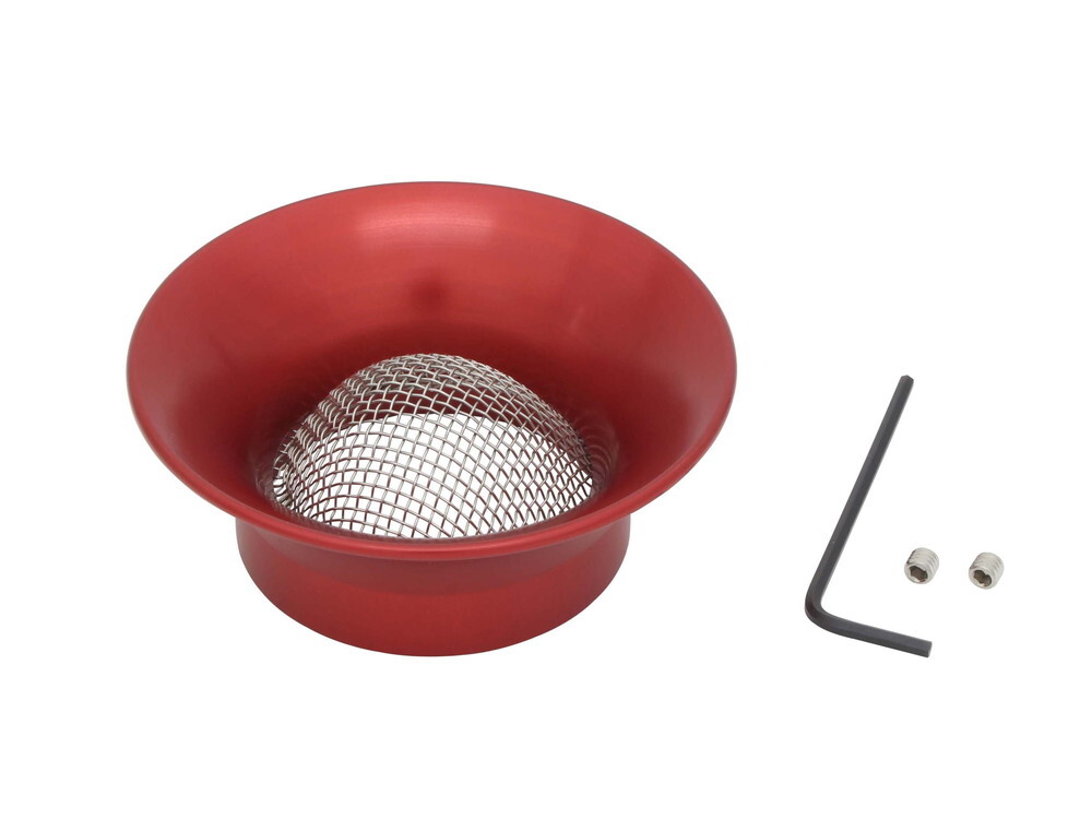 ミクニVM26キャブレター用アルミマシンドエアファンネル ステンレスネット付 44mm (レッド)_シフトアップ拍卖