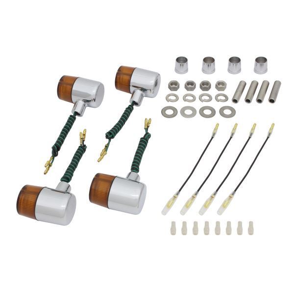 SR500(1985-1998) 用 クラシカル 71タイプ ウインカーKIT メッキボディ/オレンジレンズ|ポッシュフェイス/POSH拍卖