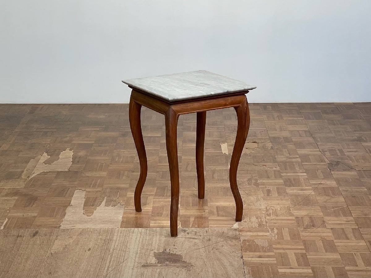 -os557|イタリア1920アンティーク 大理石 チーク無垢削り出し ヴィンテージマーブルサイドテーブルラック|ロイズアンティークス モビリア拍卖
