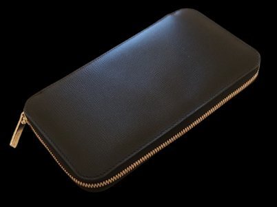 Valextra ヴァレクストラ新品ラウンドジップレザー長財布176000円伊製黒拍卖