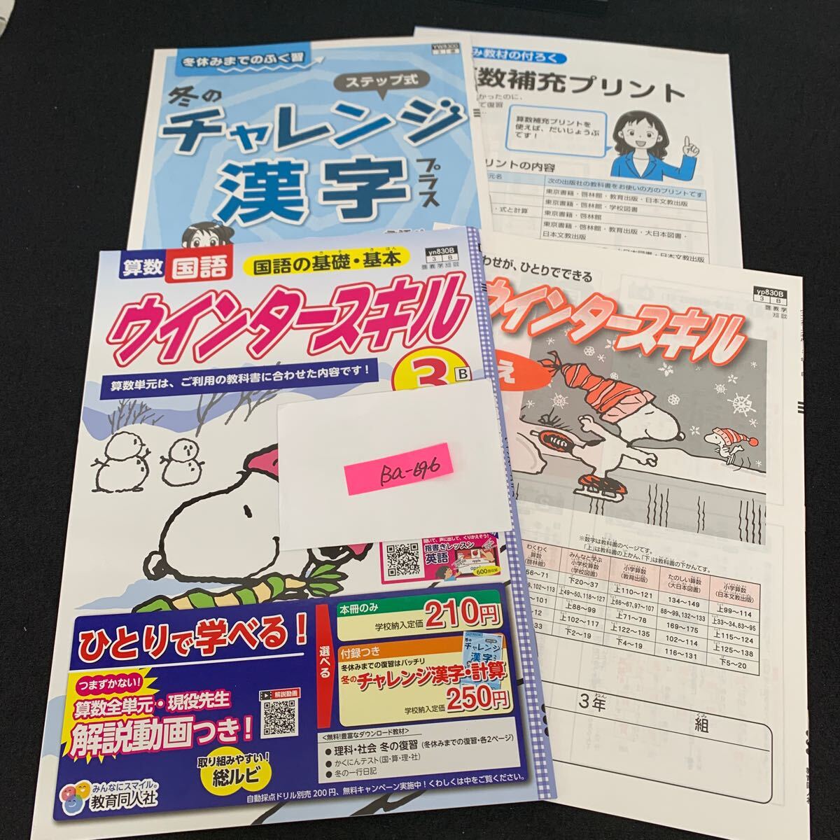 Ba-696/3年生/教育同人社/小学生 国語 算数 英語 社会 理科 漢字 家庭科 テキスト テスト用紙 教材 文章問題 計算/L7/706004拍卖