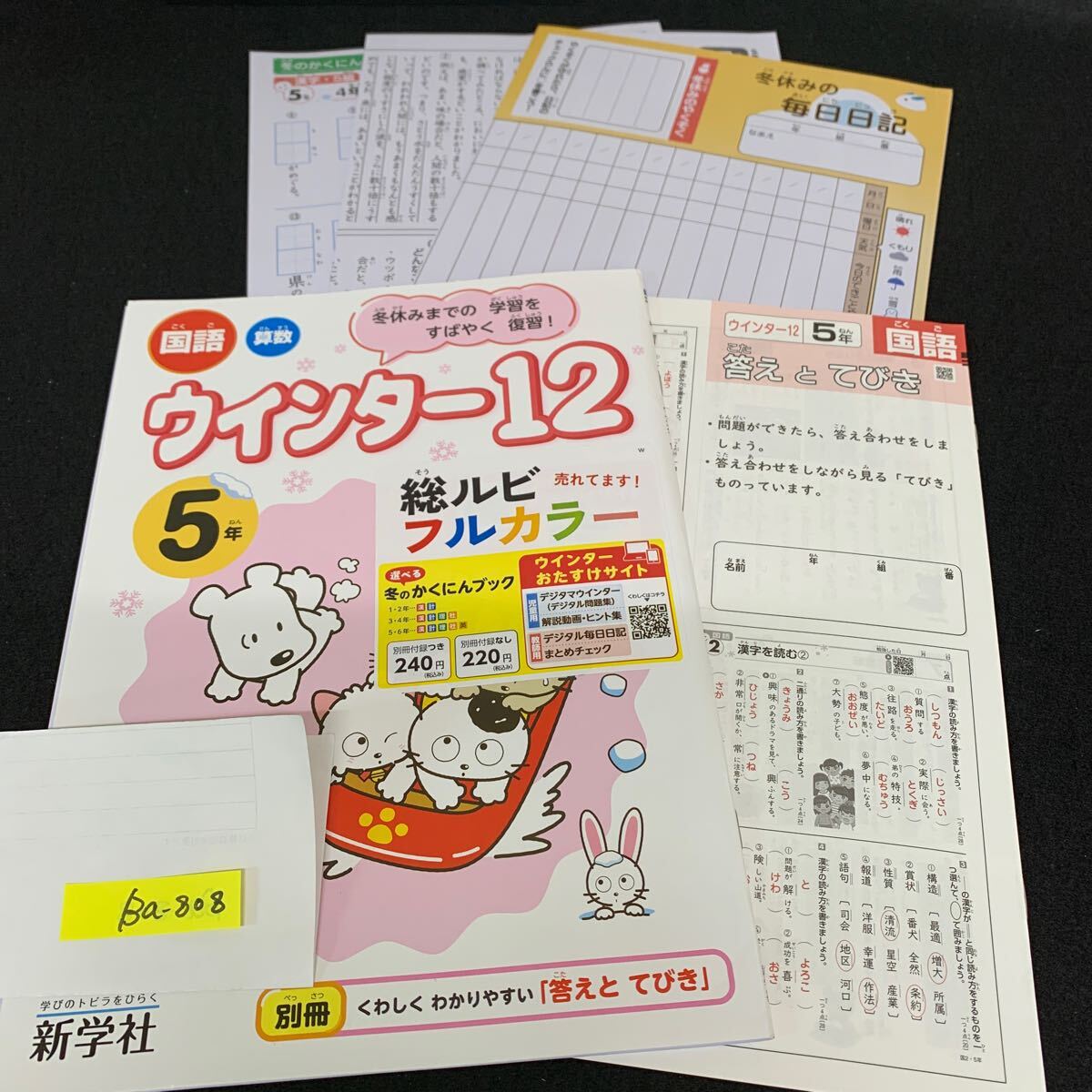 Ba-808/5年生/新学社/小学生 国語 算数 英語 社会 理科 漢字 家庭科 テキスト テスト用紙 教材 文章問題 計算/L7/706006拍卖
