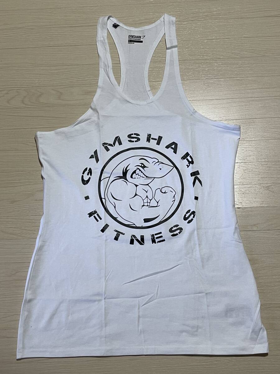 未使用、保管品 GymShark ジムシャーク タンクトップ トレーニングウェア Sサイズ ホワイト 白 筋トレ フィジーク *1箇所小さなシミあり拍卖