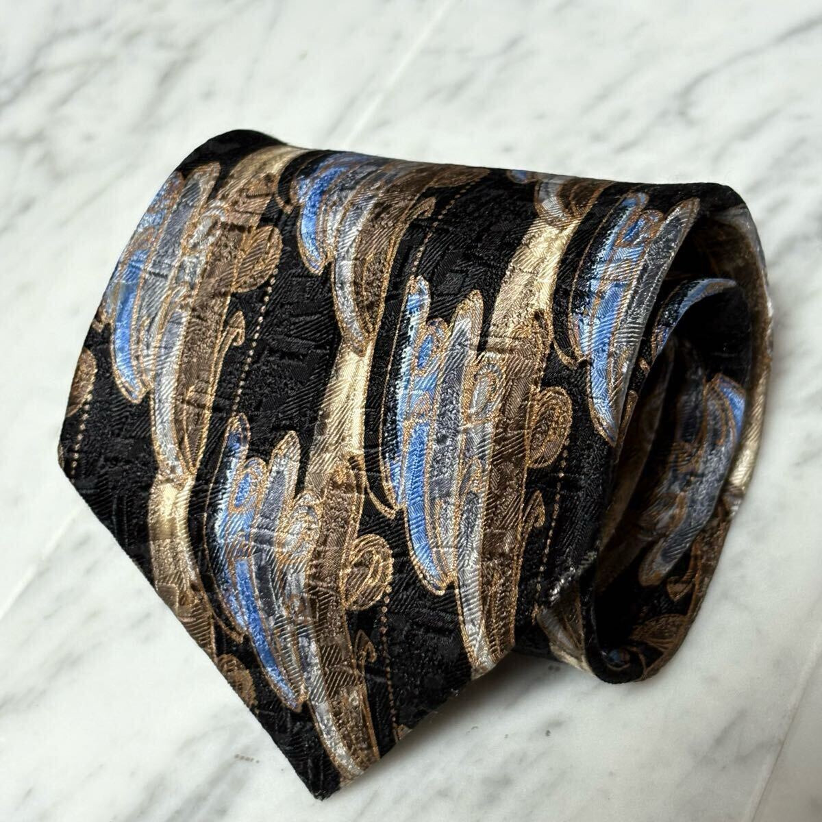 999円~ Ermenegildo Zegna ネクタイ ブラック パターン柄 (GB6)拍卖