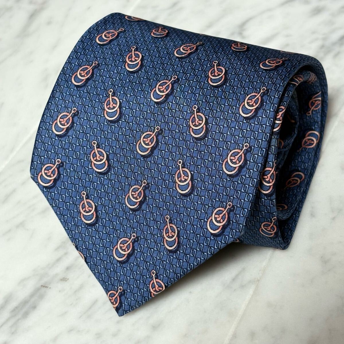 770円~ LANCEL ネクタイ ネイビー ブルー 総柄 (B5)拍卖
