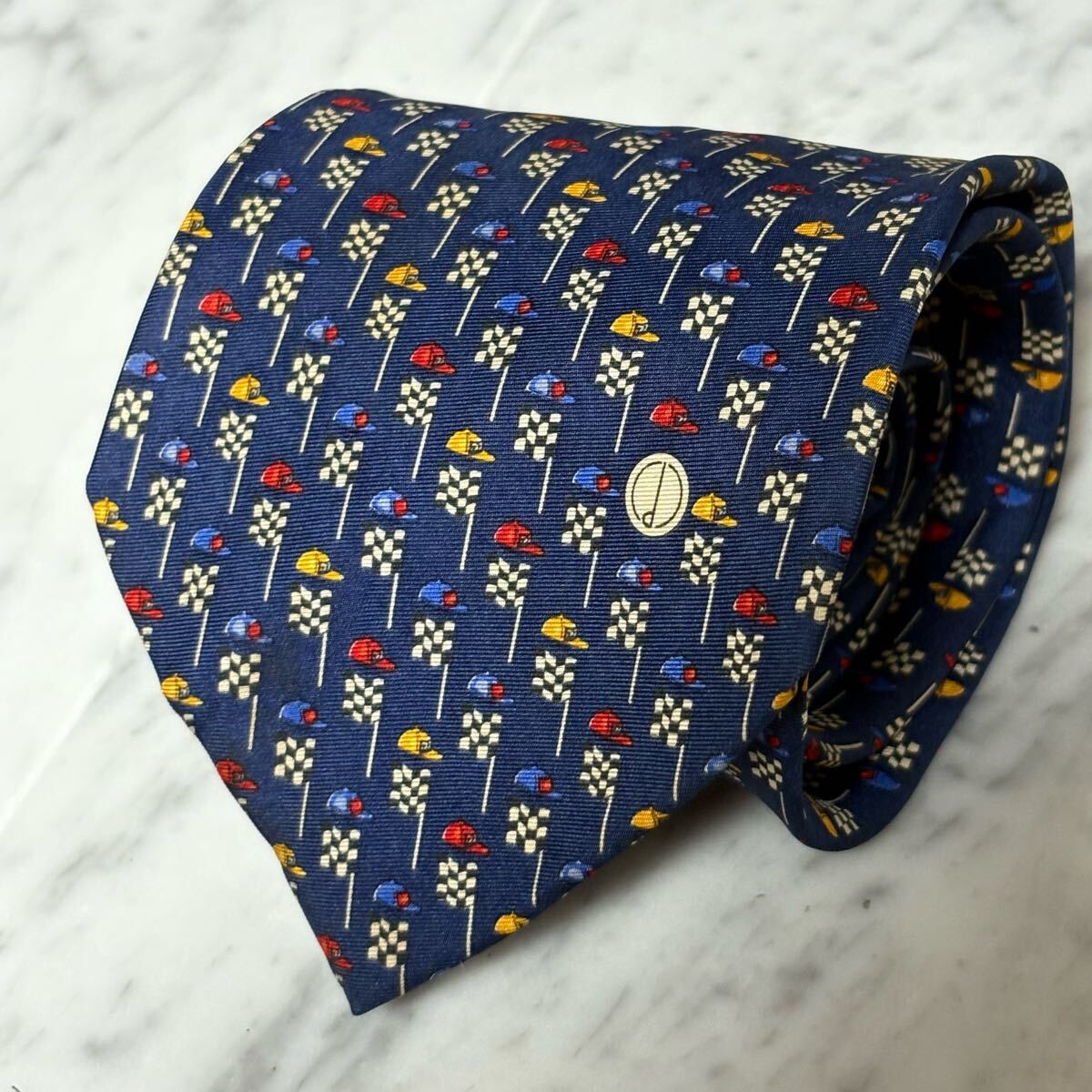 770円~ dunhill ネクタイ ネイビー ロゴ レース 旗 (B1)拍卖