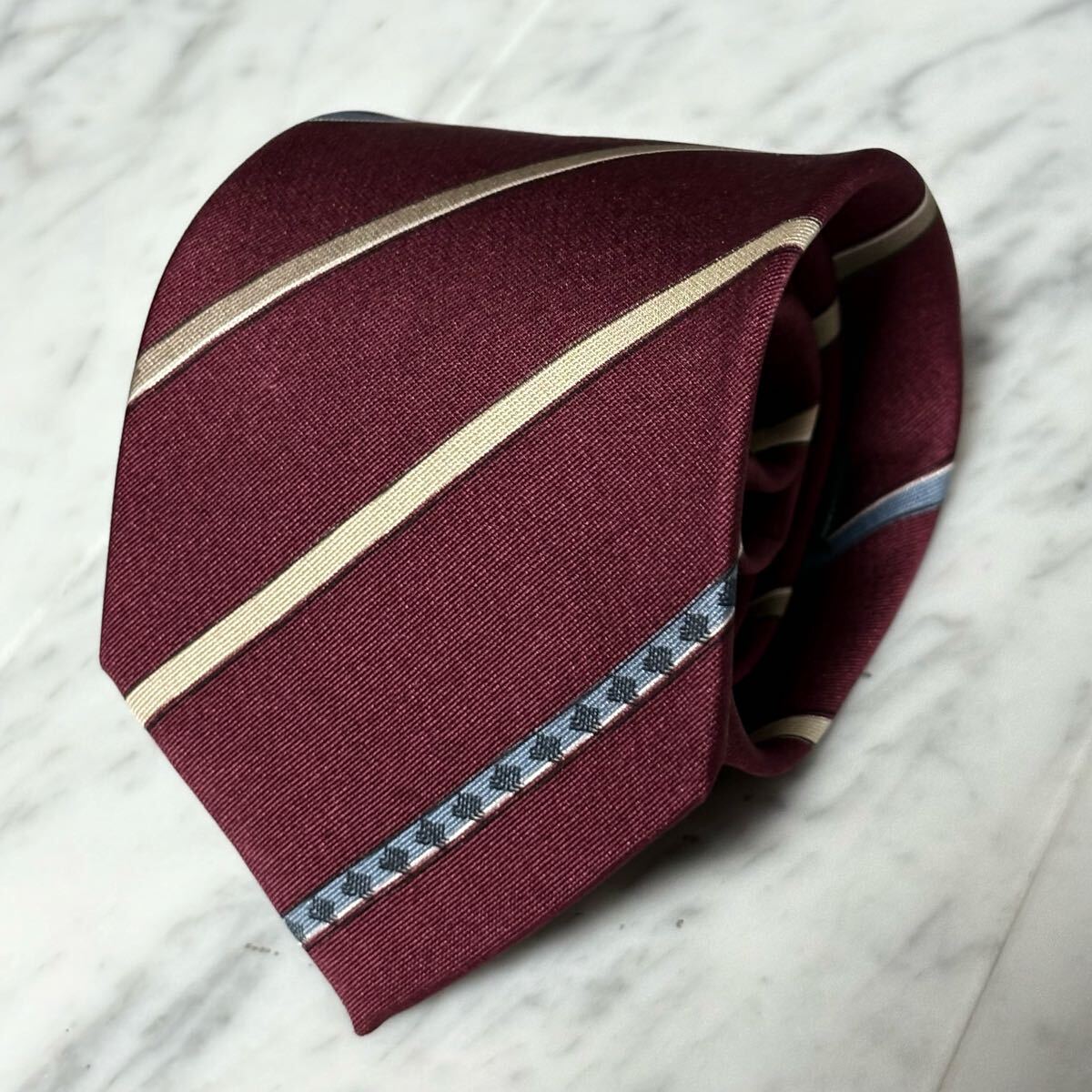 999円~ LANVIN ネクタイ レッド系 ストライプ (R7)拍卖