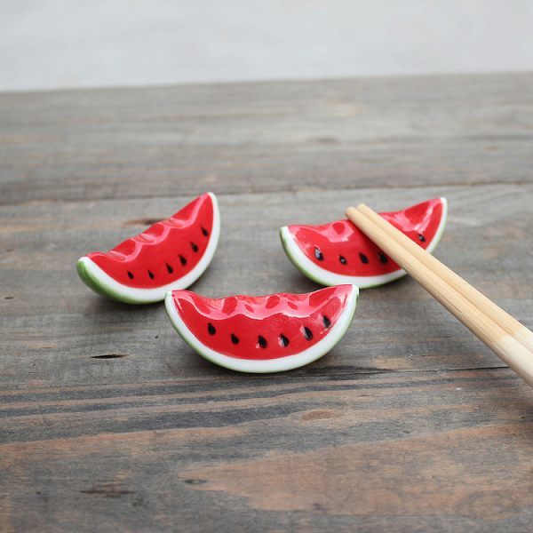 「beh-a2」 スイカ 箸置き 3点セット / かわいい 和 食器 インテリア 箸おき 卓上小物拍卖