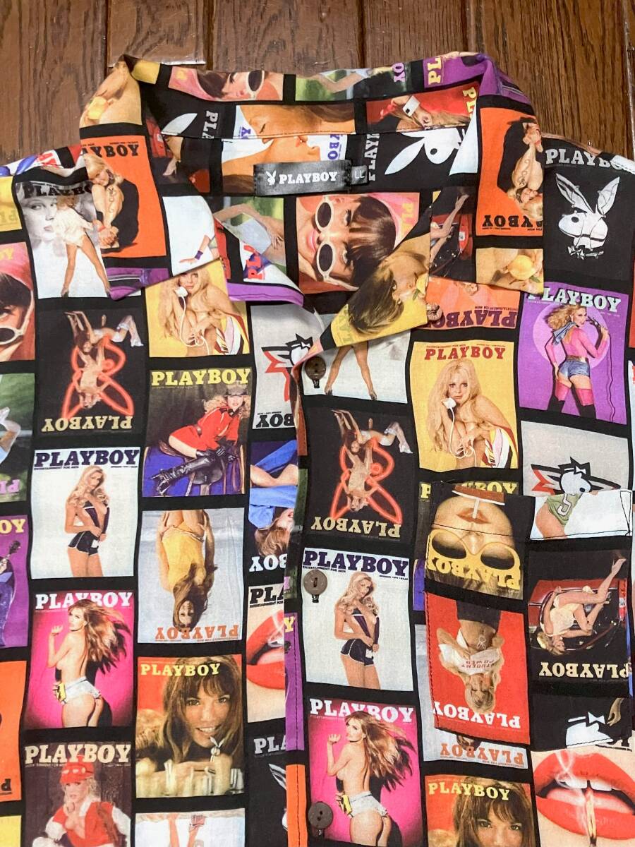 プレイボーイ PLAYBOY 総柄 半袖 シャツ LL レーヨン ココナッツボタン 検索 エロ ヌード拍卖