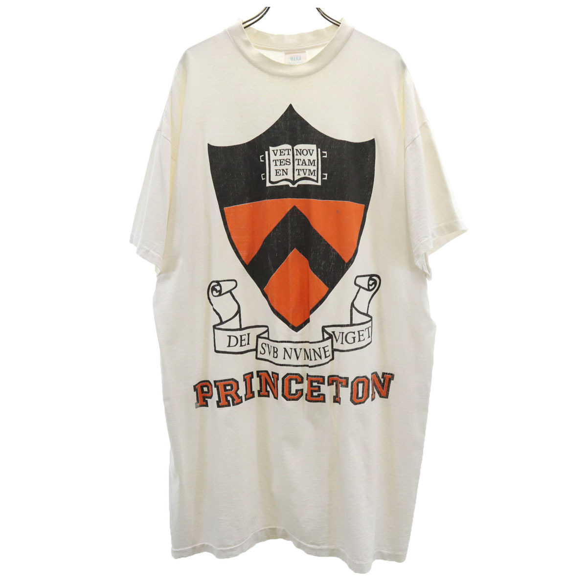 HERO 90s USA製 オールド 半袖 Tシャツ F 白 プリンストン大学 シングルステッチ メンズ拍卖