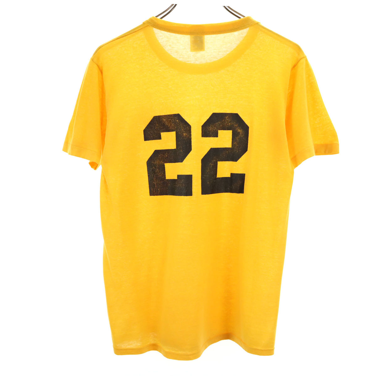 Russell Athletic ラッセルアスレティック 90s USA製 オールド バック 数字プリント 半袖 Tシャツ S イエロー系 メンズ拍卖