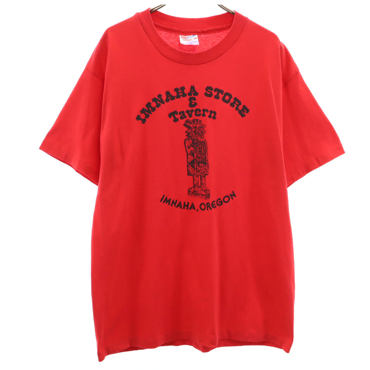 Hanes ヘインズ 90s USA製 オールド イムナハ オレゴン 半袖 Tシャツ L レッド シングルステッチ メンズ拍卖