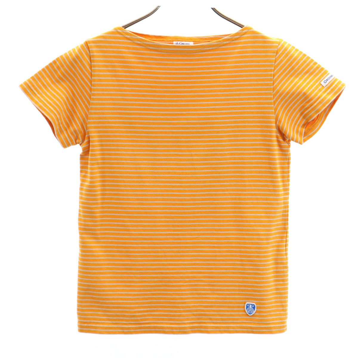 ORCIVAL オーシバル 日本製 BEAMS ビームス コラボ ボーダー柄 半袖 ボートネック バスクシャツ F オレンジ レディース拍卖