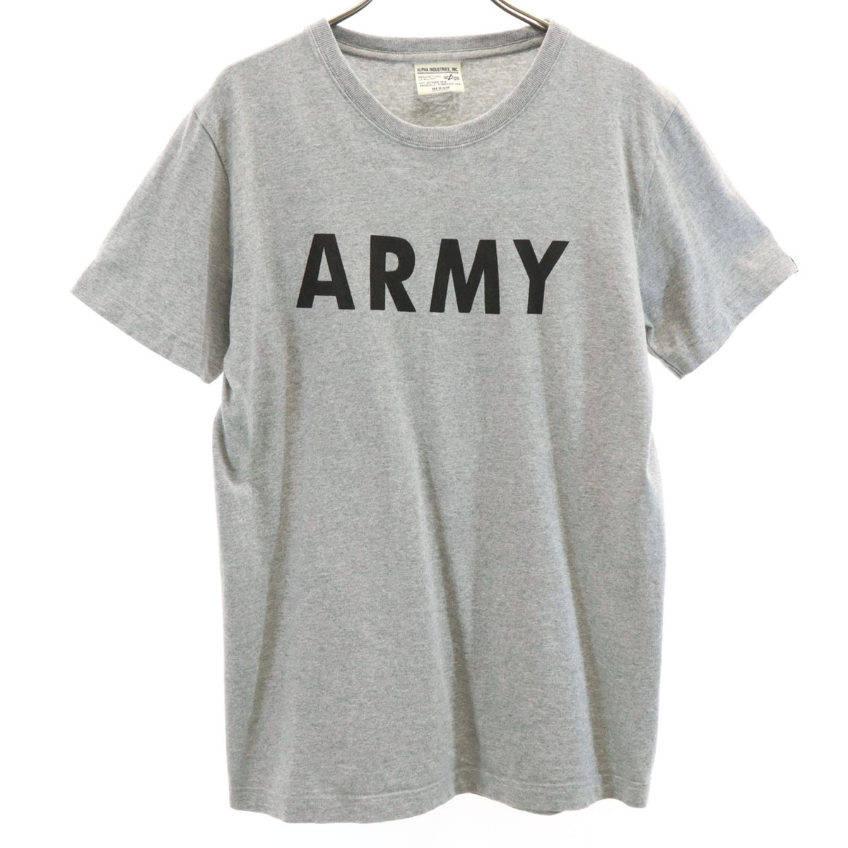 ALPHA INDUSTRIES INC アルファインダストリーズ ARMY プリント 半袖 Tシャツ M グレー メンズ拍卖