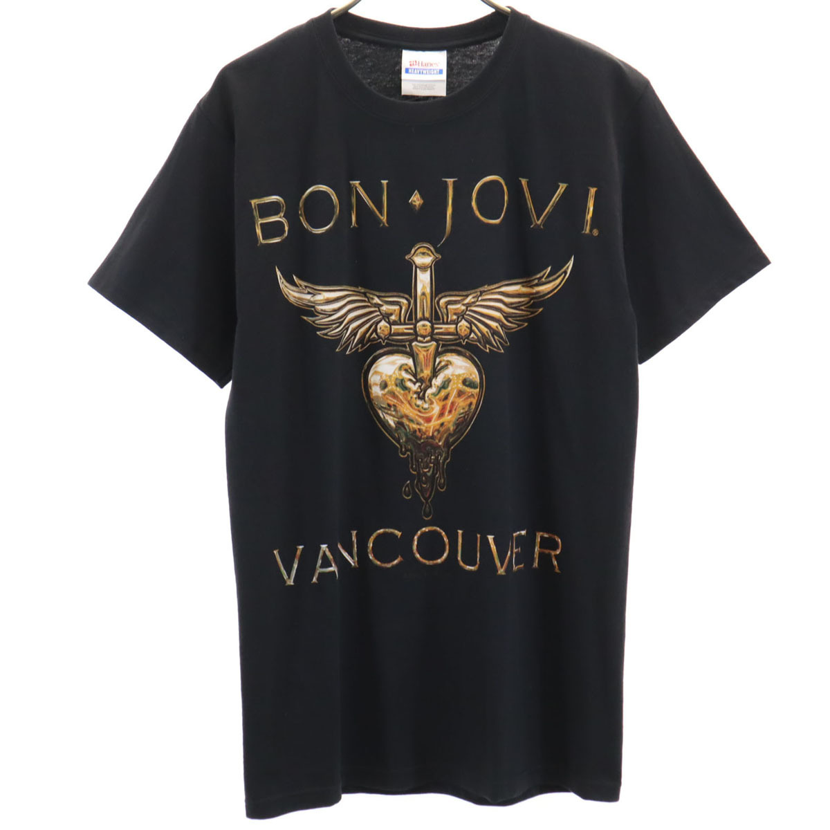 Hanes ヘインズ ボンジョヴィ VANCOUVER ライブツアー 半袖 Tシャツ S ブラック ハードロック メンズ拍卖