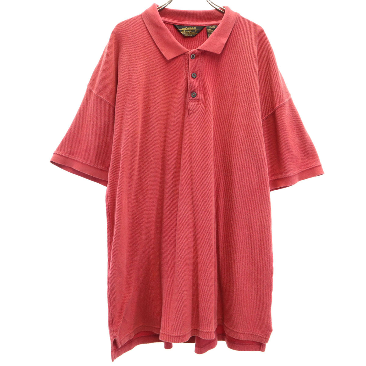Eddie Bauer エディーバウアー 90s USA製 オールド 黒タグ 半袖 ポロシャツ L レッド系 メンズ拍卖