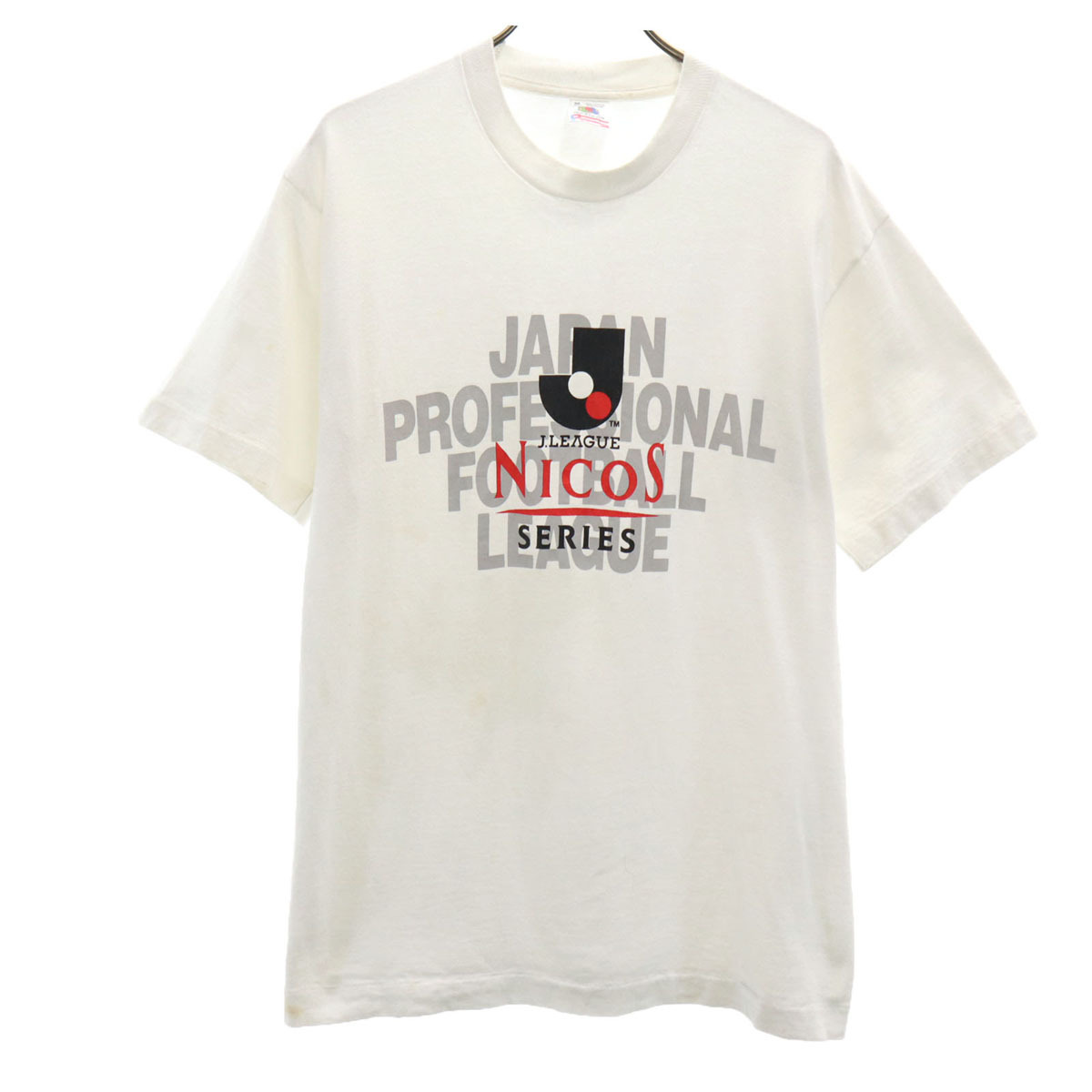 FRUIT OF THE LOOM フルーツオブザルーム 90s USA製 オールド Jリーグ 半袖 Tシャツ M ホワイト シングルステッチ メンズ拍卖