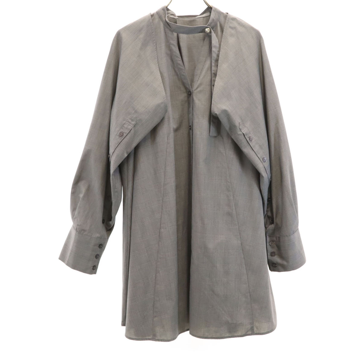 SNIDEL スナイデル グレンチェック柄 長袖 2WAY アンサンブル グレー系 ミニ シャツワンピース レディース拍卖