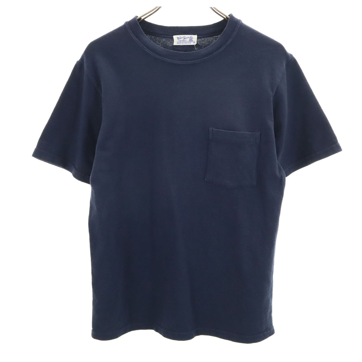 Velva Sheen ベルバシーン USA製 半袖 Tシャツ S ネイビー 無地 ポケT ヘビーウェイト メンズ拍卖