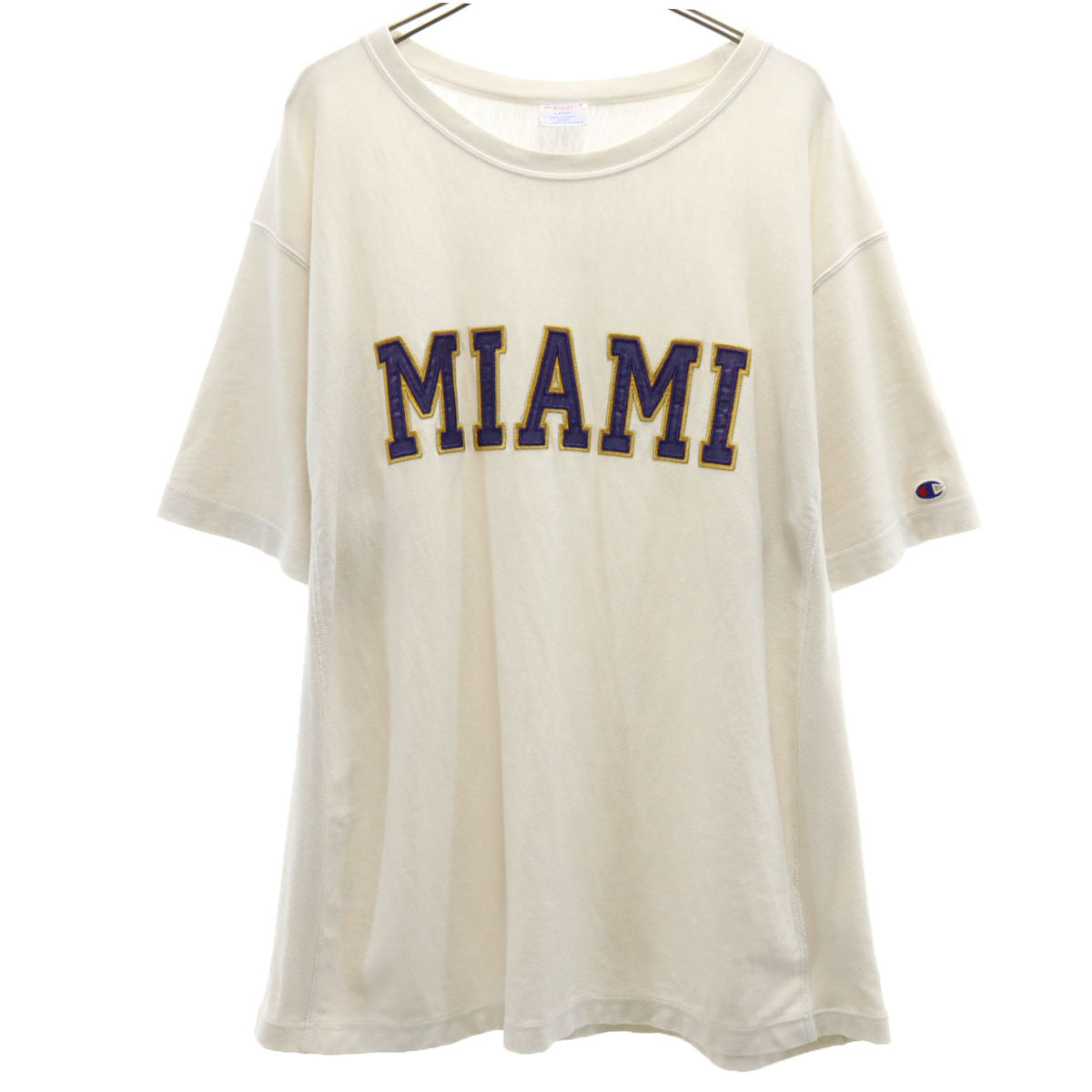 Champion チャンピオン MIAMI 半袖 リバースウィーブ Tシャツ L アイボリー メンズ拍卖