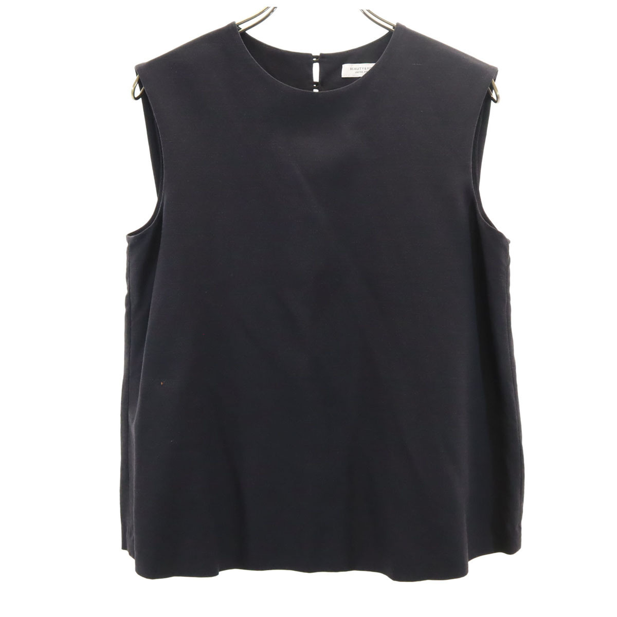 BEAUTY&YOUTH UNITED ARROWS ビューティーアンドユース ユナイテッドアローズ リネンブレンド ノースリーブ シャツ ブラック レディース拍卖