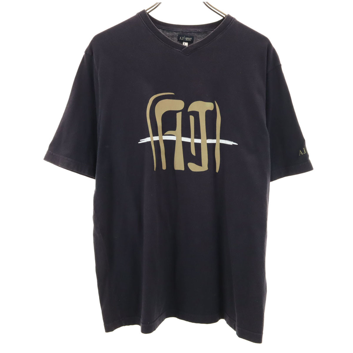 ARMANI JEANS アルマーニジーンズ イタリア製 半袖 Vネック Tシャツ L チャコールネイビー メンズ拍卖