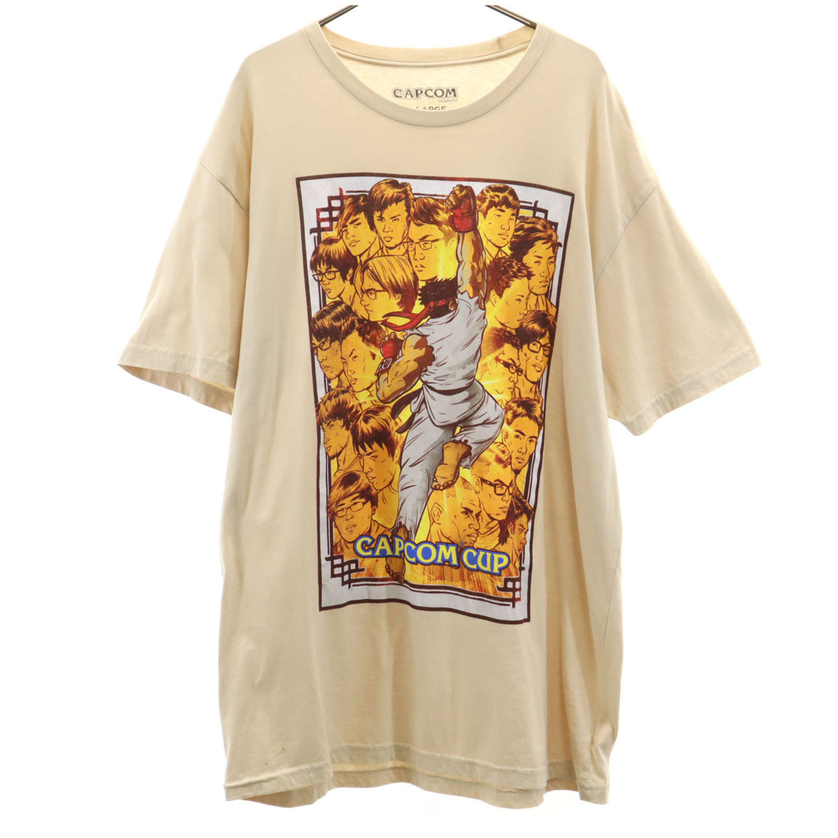 CAPCOM カプコン ストリートファイター プリント 半袖 Tシャツ XL アイボリー メンズ拍卖