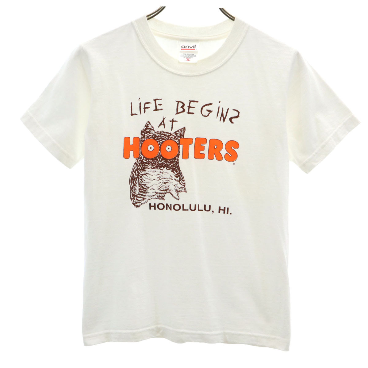 anbil アンビル 00s オールド HOOTERS フクロウ プリント 半袖 Tシャツ S オフホワイト アニマル レディース拍卖