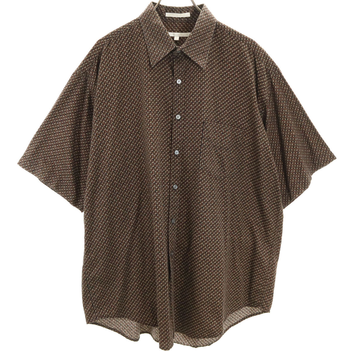 PERRY ELLIS ペリー エリス 90s オールド 総柄 半袖 シャツ XL ブラウン系 メンズ拍卖
