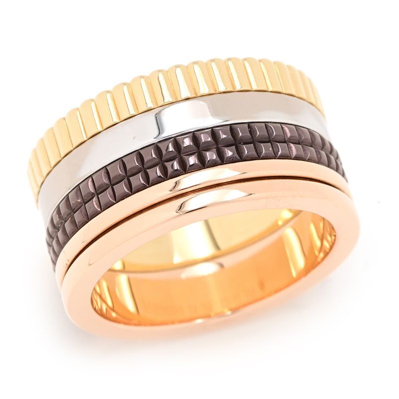 ブシュロン キャトルクラシックリング ラージ #55 15号 JRG00257 K18WG K18YG K18PG PVD スリーカラーゴールド 地金20.2g 中古 送料無料拍卖